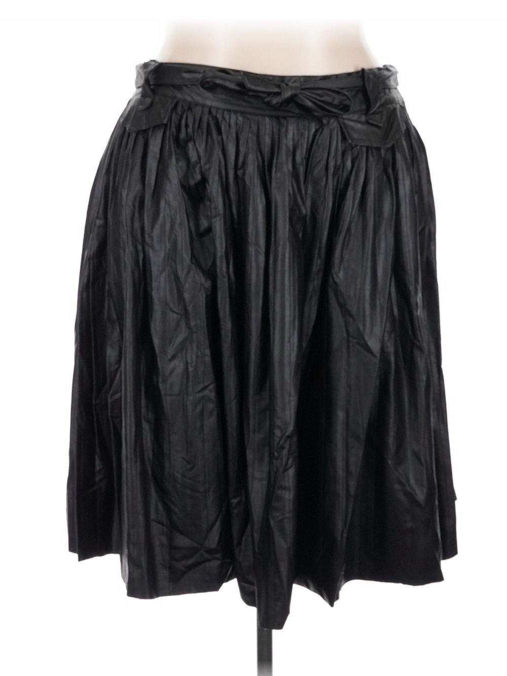 Black Pleated Midi Skirt - polyester faux